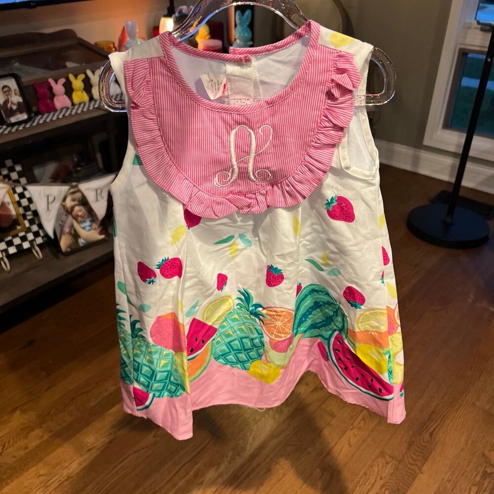 Ricrac & Ruffle dress letter A dress girls 4T